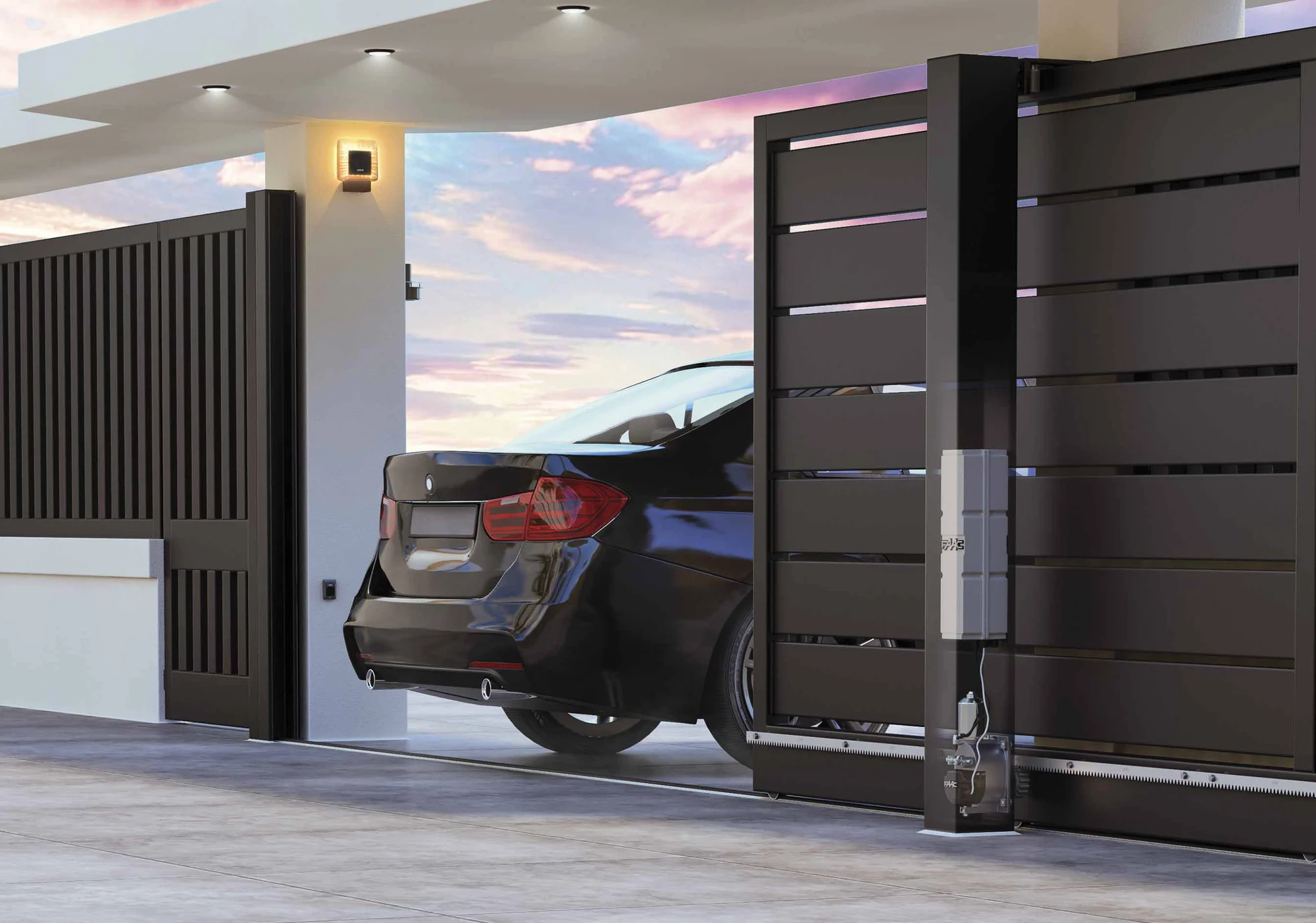 Car passing through slide gate